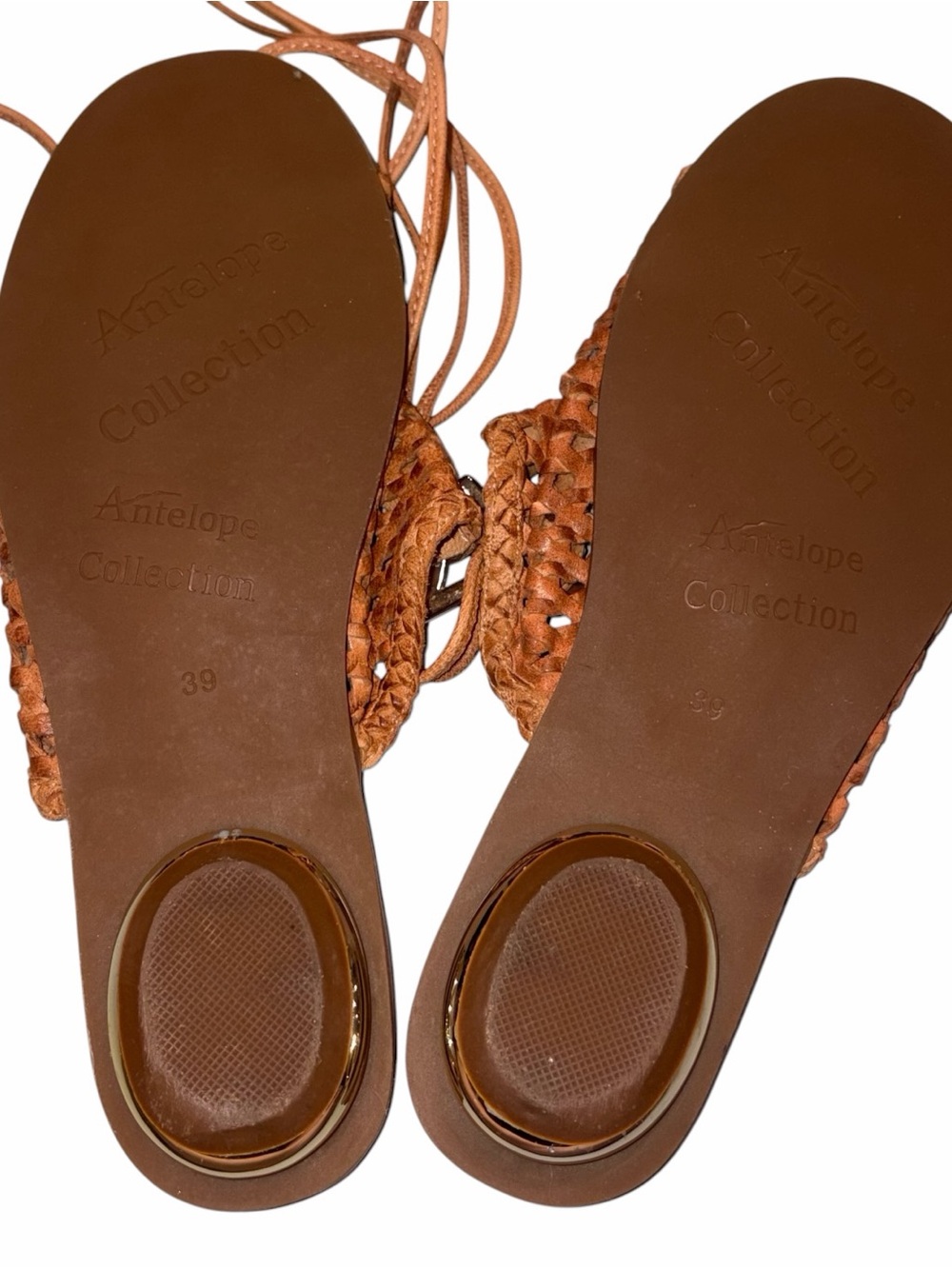 Antelope Brown Woven Leather Ciara Ankle Strap Sandals Shoes size 39/8 - Picture 9 of 9